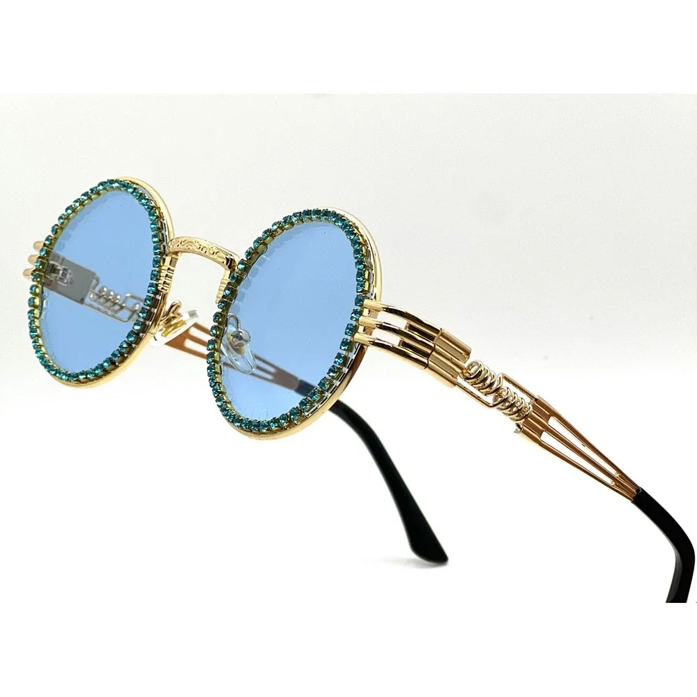Luxury Men Women Style‎ Blue Lens Gold Frame Sunglasses Party Shades Eye Glasses